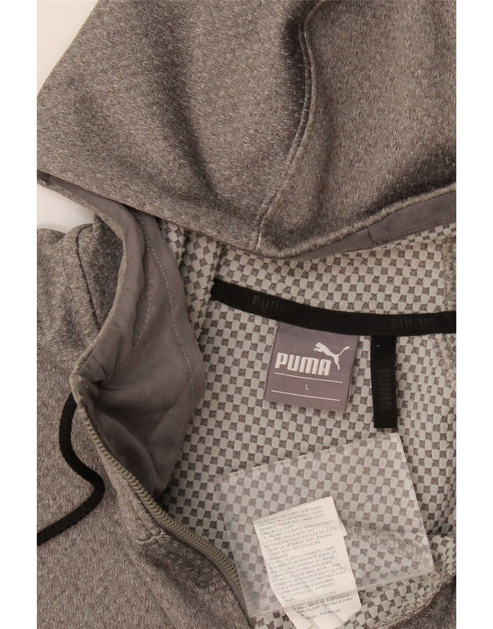 Puma hættetrøje med lynlås til mænd, stor grå flækket polyester