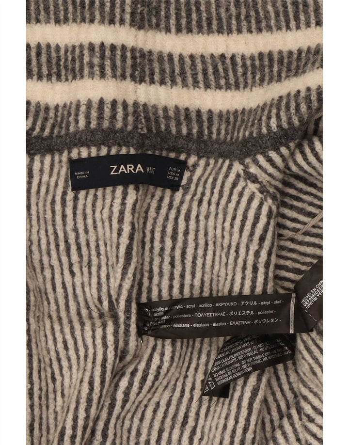 Zara dame cardigan sweater med 3/4 ærmer i overstørrelse UK 14 mellem grå stribet