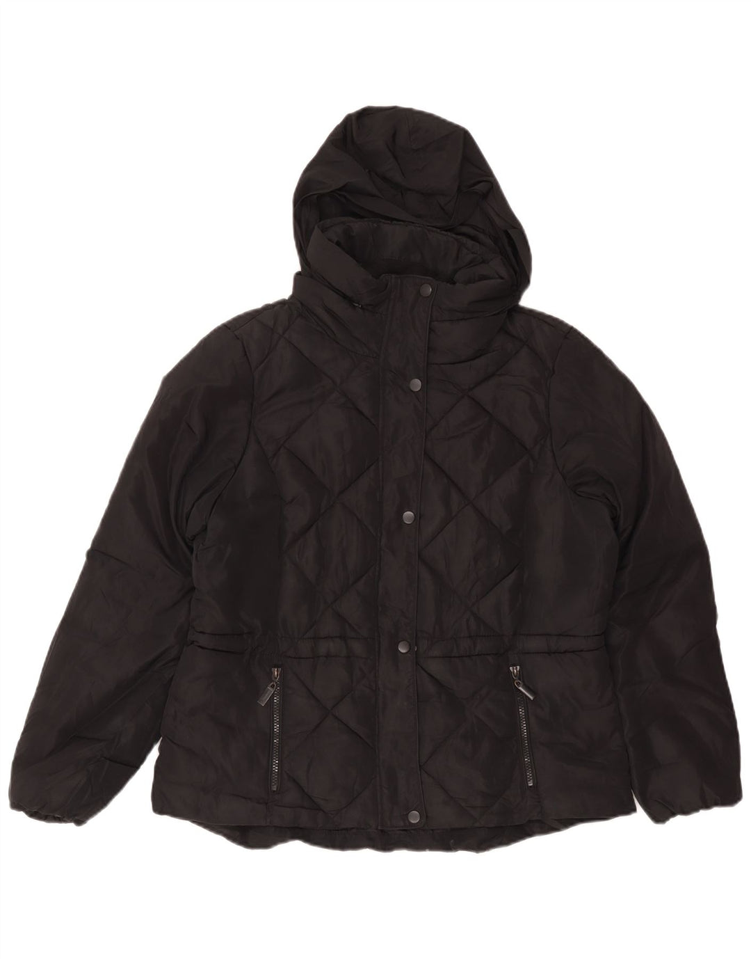 Marks & Spencer Polstret hættejakke til kvinder UK 14 Medium Sort Polyester