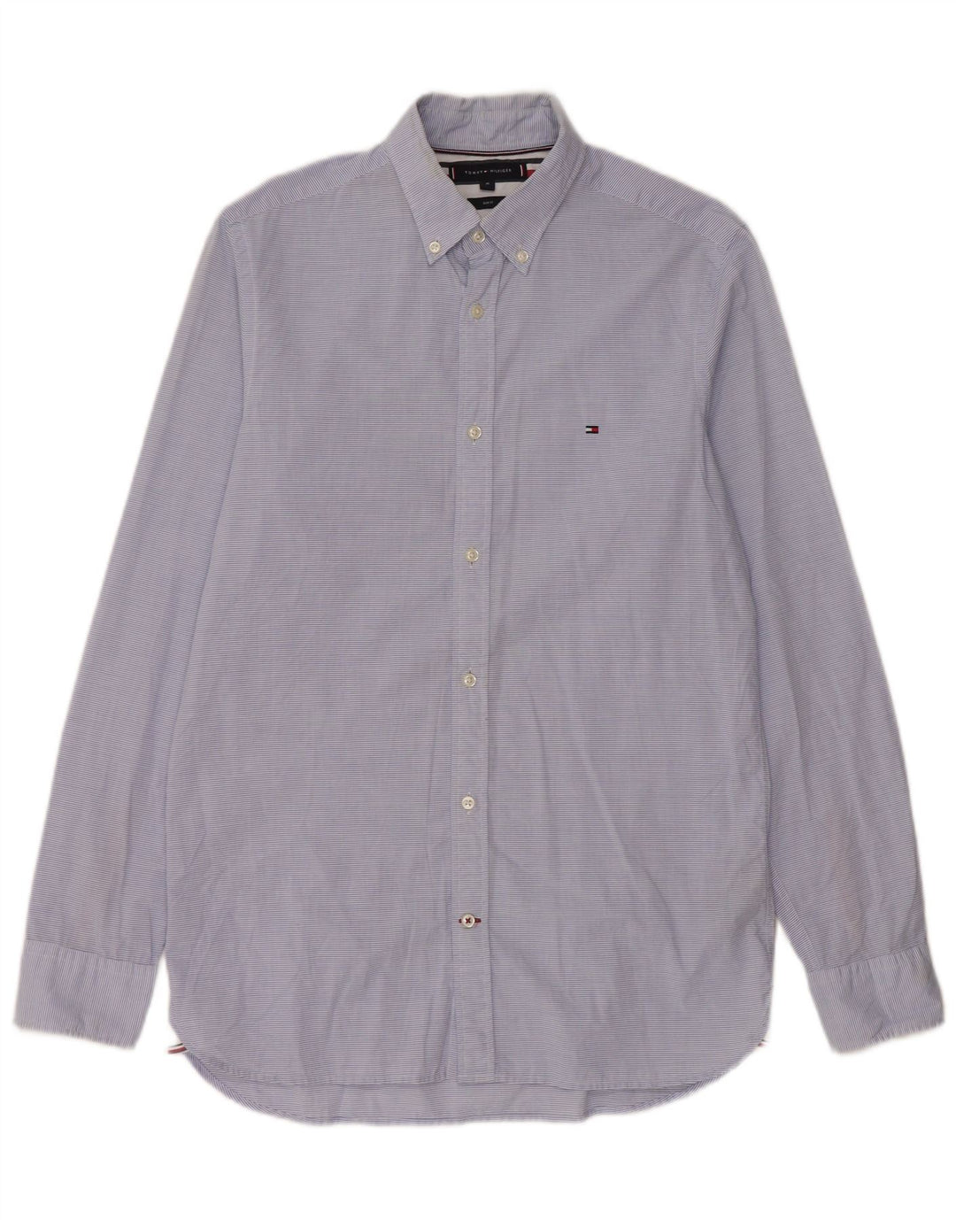 Tommy Hilfiger Herre Slim Fit skjorte Medium Blue Pinstripe Bomuld