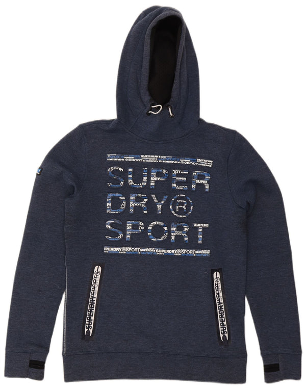 Superdry Grafisk hættetrøje til mænd, lille marineblå polyester