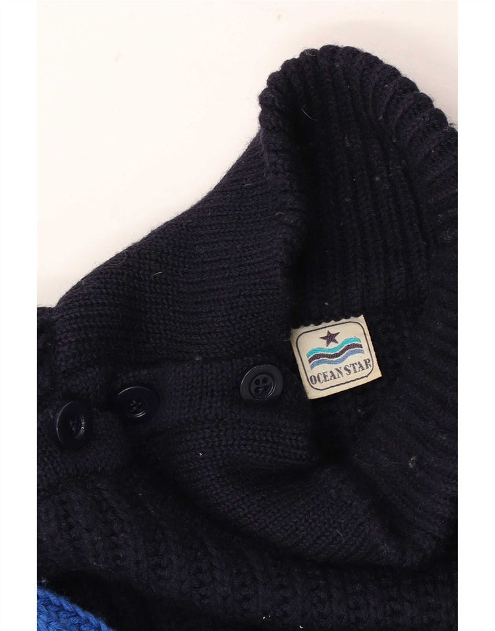 Ocean Star Herre Button Neck Jumper Sweater IT 52 Large Blue Colourblock