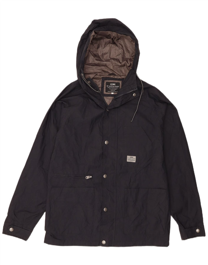 Jack & Jones Regnjakke med hætte til mænd UK 40 Stor marineblå nylon