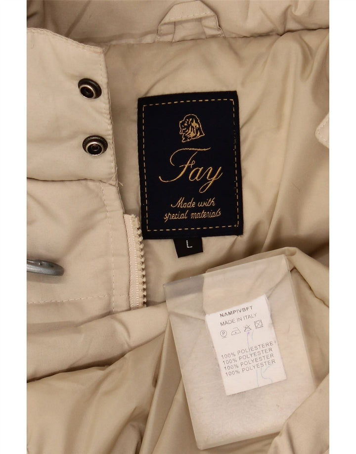 Fay Herre Hooded Polstret Frakke UK 40 Large Beige Polyester
