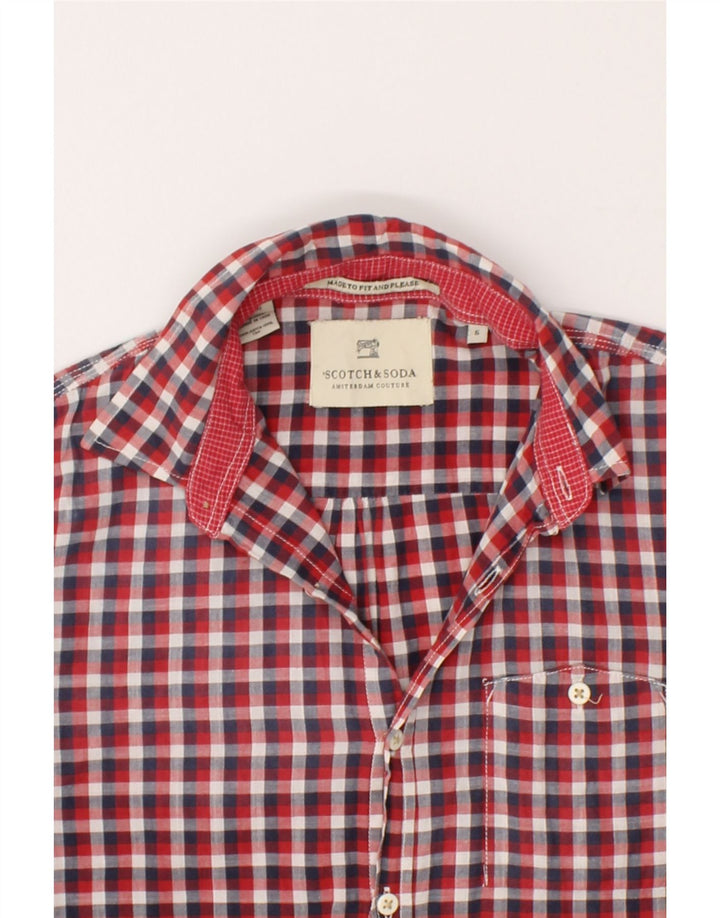 SCOTCH & SODA Mens Shirt Small Red Check Cotton Vintage Scotch & Soda and Second-Hand Scotch & Soda from Messina Hembry 