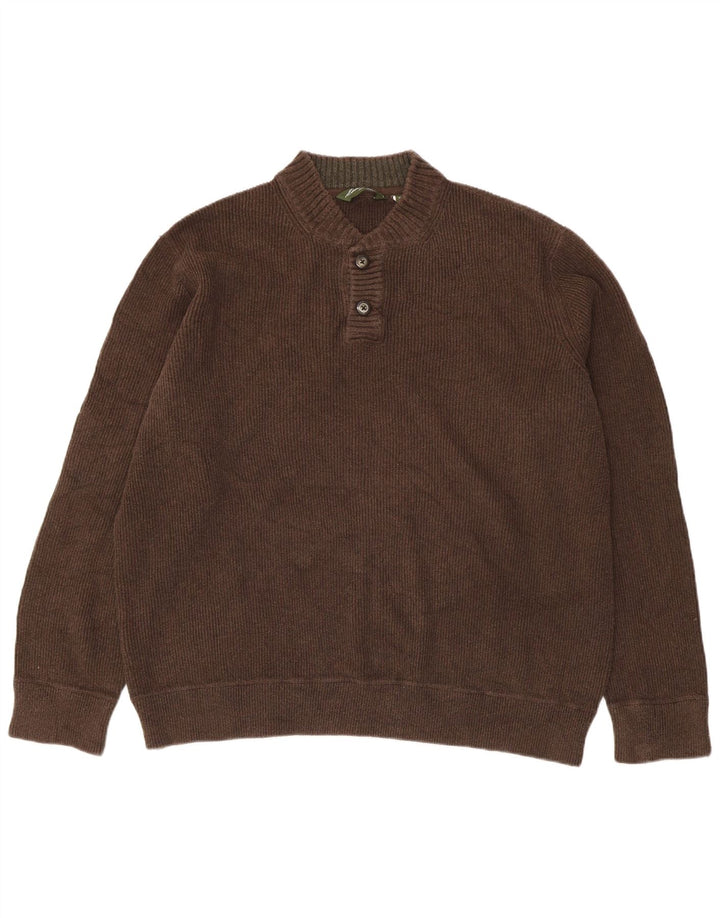 Eddie Bauer Herre Button Neck Jumper Sweater 3XL Brun