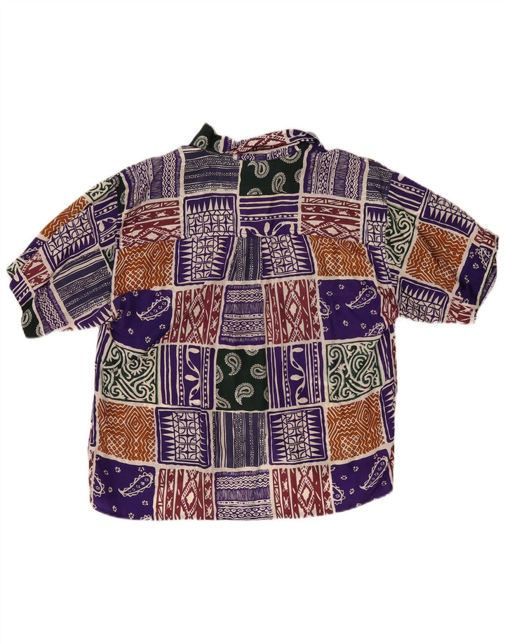 Vintage dameskjortebluse UK 16 Stort flerfarvet patchwork