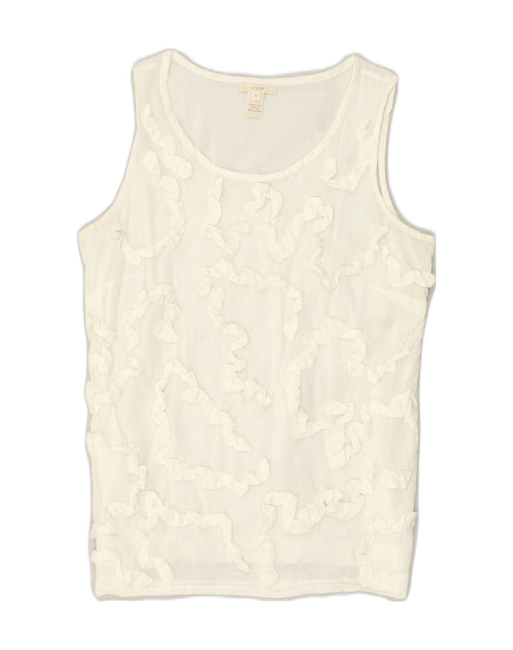 J. CREW Womens Sleeveless Graphic Blouse Top US 6 Medium White Cotton | Vintage J. Crew | Thrift | Second-Hand J. Crew | Used Clothing | Messina Hembry 