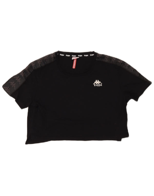 Kappa Womens Crop Oversized grafisk T-shirt top UK 6 XS Sort bomuld