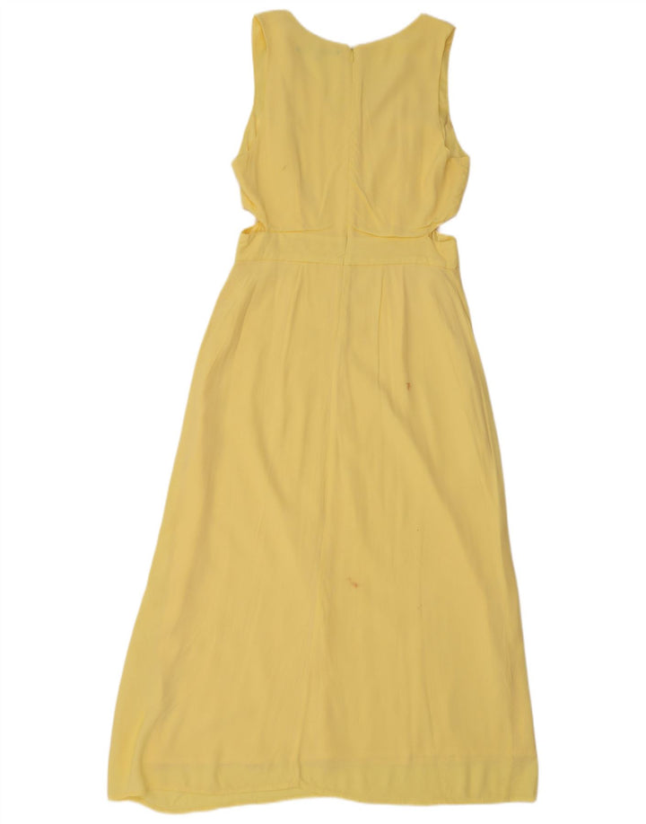 French Connection Dame ærmeløs Maxikjole UK 12 Medium Yellow Viscose