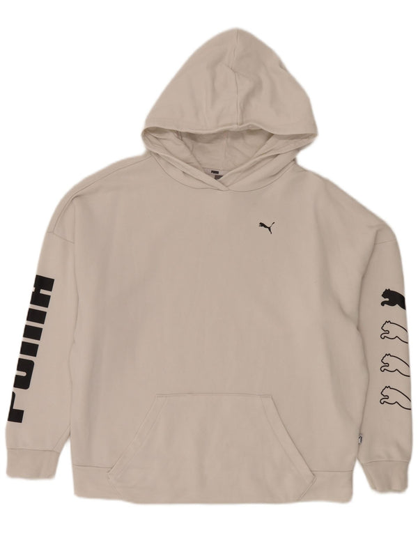 Puma Dame Grafisk Oversized Hoodie Jumper UK 14 Medium White Bomuld