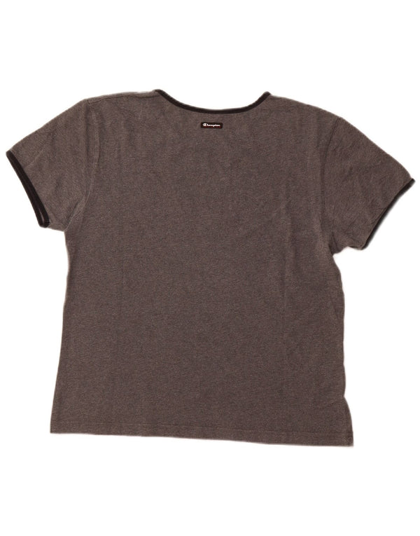 CHAMPION Dame Grafisk T-Shirt Top UK 18 XL Grå Bomuld