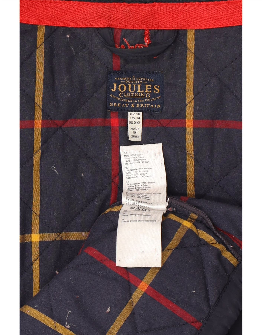 Joules Quiltet jakke til kvinder UK 18 XL Navy Blue Polyester