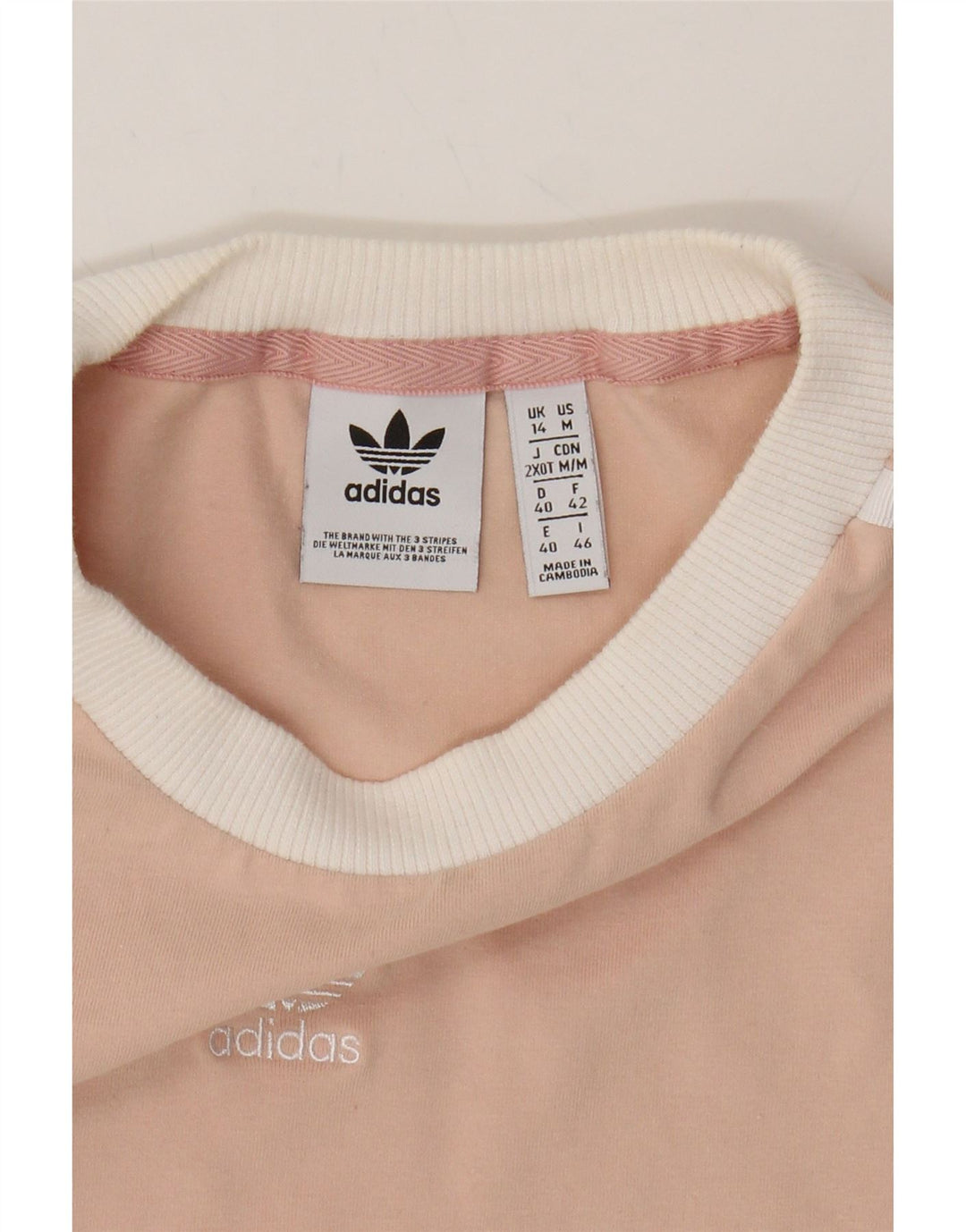 ADIDAS Womens Top Long Sleeve UK 14 Medium Pink Cotton Vintage Adidas and Second-Hand Adidas from Messina Hembry 