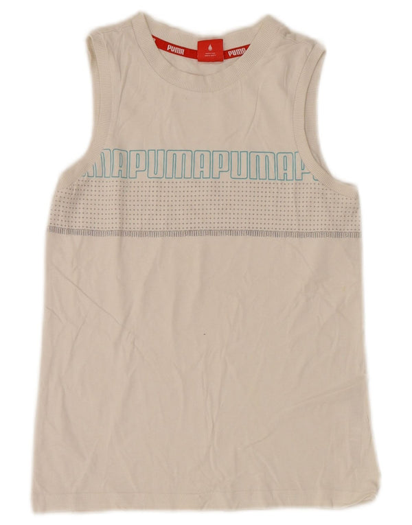 Puma Drenge Grafisk Vest Top 9-10 År Hvid Plettet
