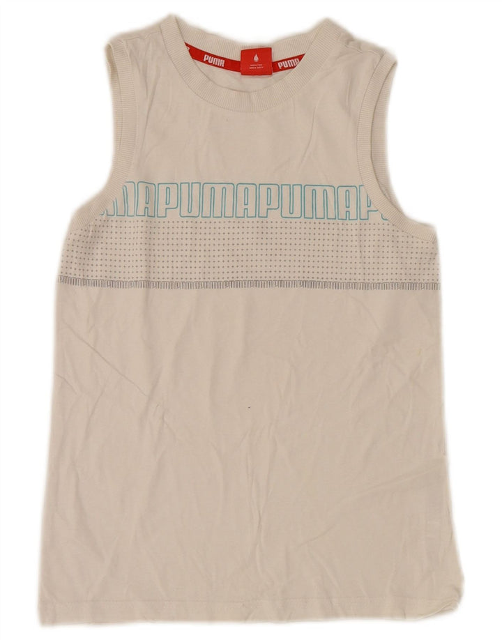 Puma Drenge Grafisk Vest Top 9-10 År Hvid Plettet