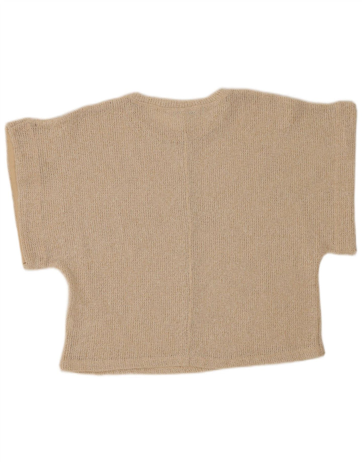 Zara Dame Oversized Bluse Top UK 10 Small Beige Flecked