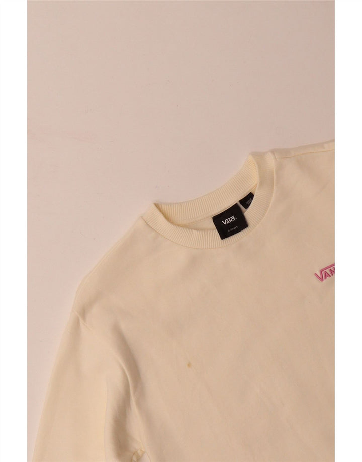 VANS Womens Sweatshirt Jumper UK 6 XS Off White Cotton