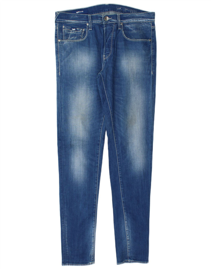 Gas Herre Slim Jeans W32 L34 Blå Bomuld