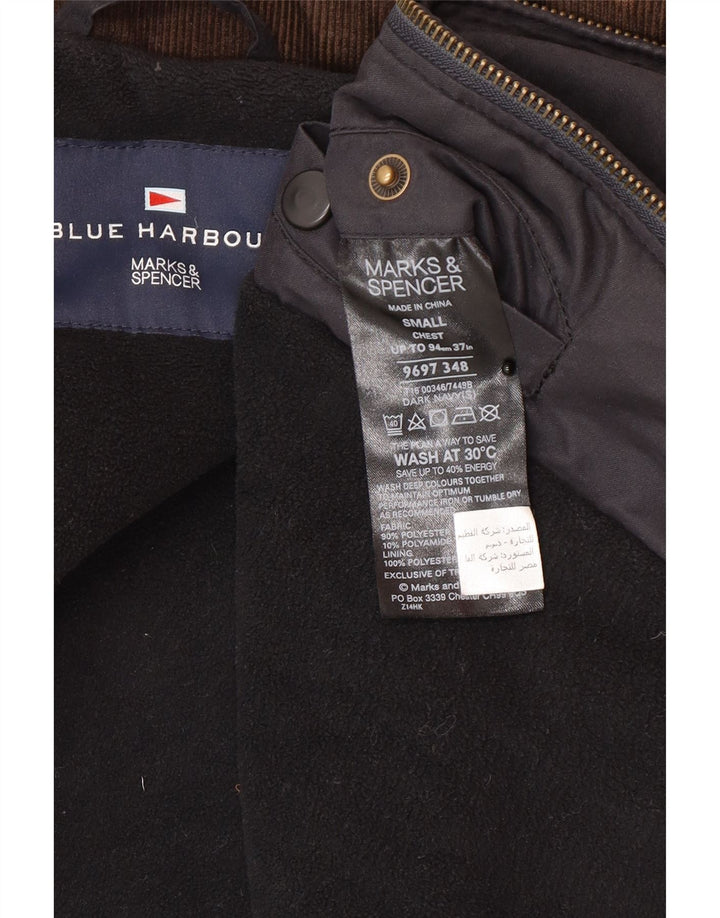Marks & Spencer Herre Windbreaker Jacket UK 36 Small Navy Blue Polyester