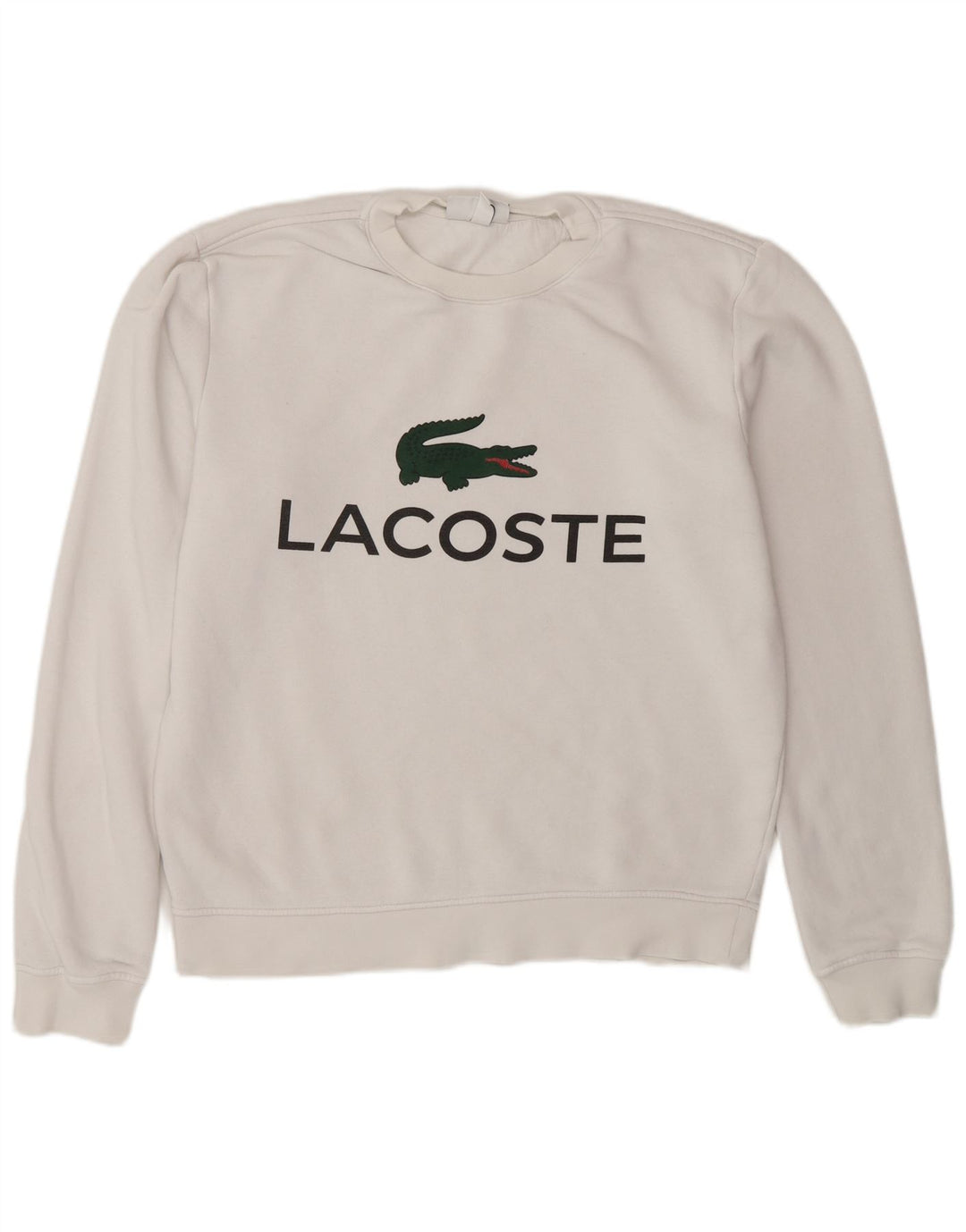 Lacoste Herre grafisk sweatshirt trøje størrelse 3 Lille hvid bomuld