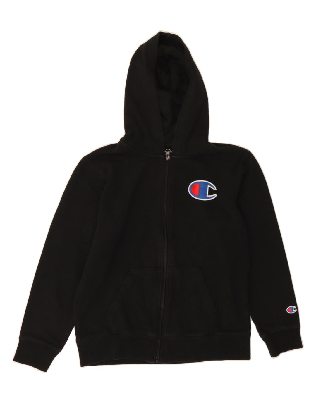 CHAMPION Boys Zip Hoodie Sweater 9-10 Years Medium Black Cotton Vintage Champion and Second-Hand Champion from Messina Hembry 