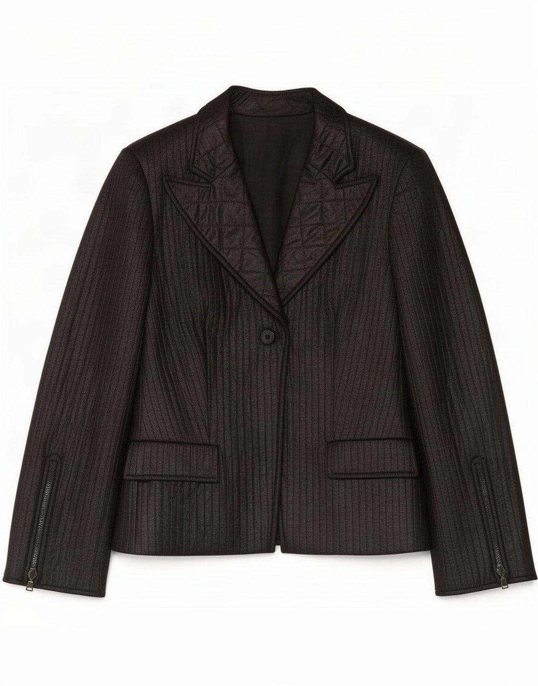 Vintage Dame 1-knap Blazer Jacket IT 48 XL Sort Polyester