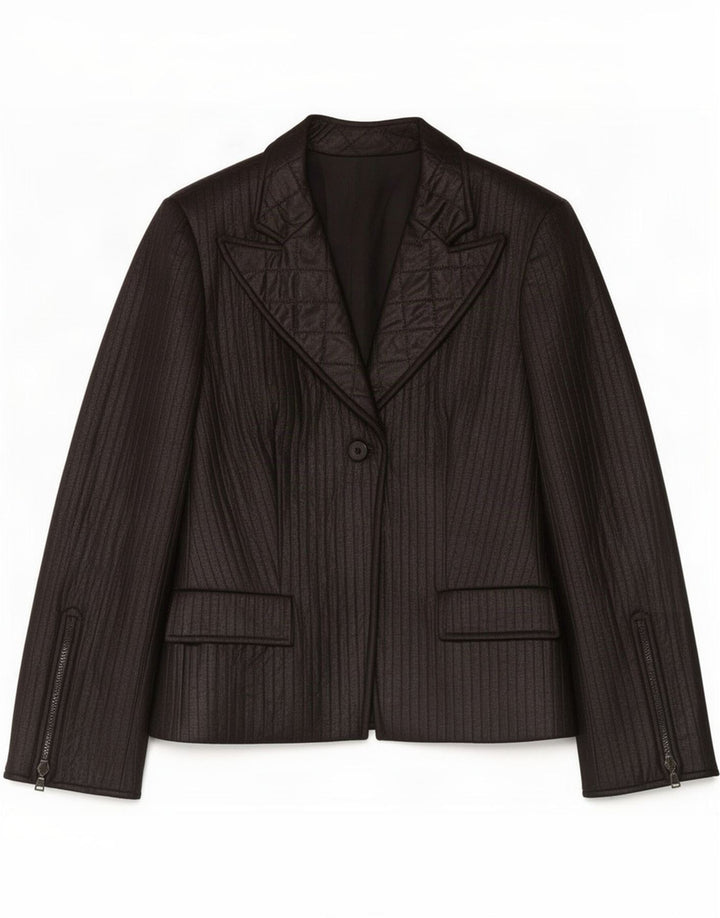 Vintage Dame 1-knap Blazer Jacket IT 48 XL Sort Polyester