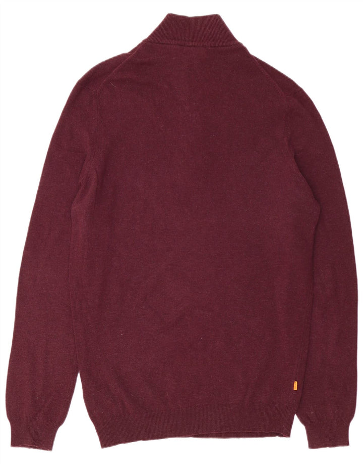 TIMBERLAND Herre sweater med lynlåshals Medium Burgund Merinould