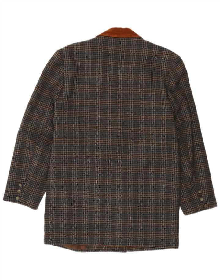 VINTAGE Herre Longline Blazer Jacket UK 40 Large Grey Houndstooth