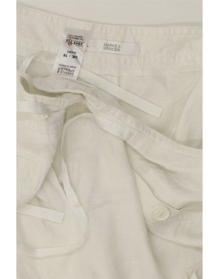 Marks & Spencer Bermuda-shorts til kvinder UK 18 XL W38 Hvid linned