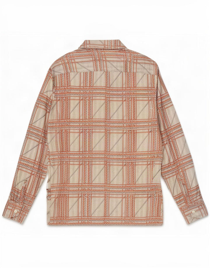 Cavallo Herreskjorte str. 41 Medium Beige Geometrisk Bomuld