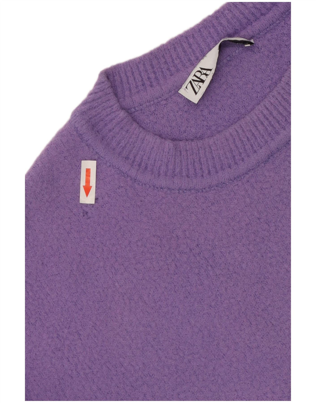 ZARA Womens Crop Oversized Crew Neck sweater UK 10 Small Purple