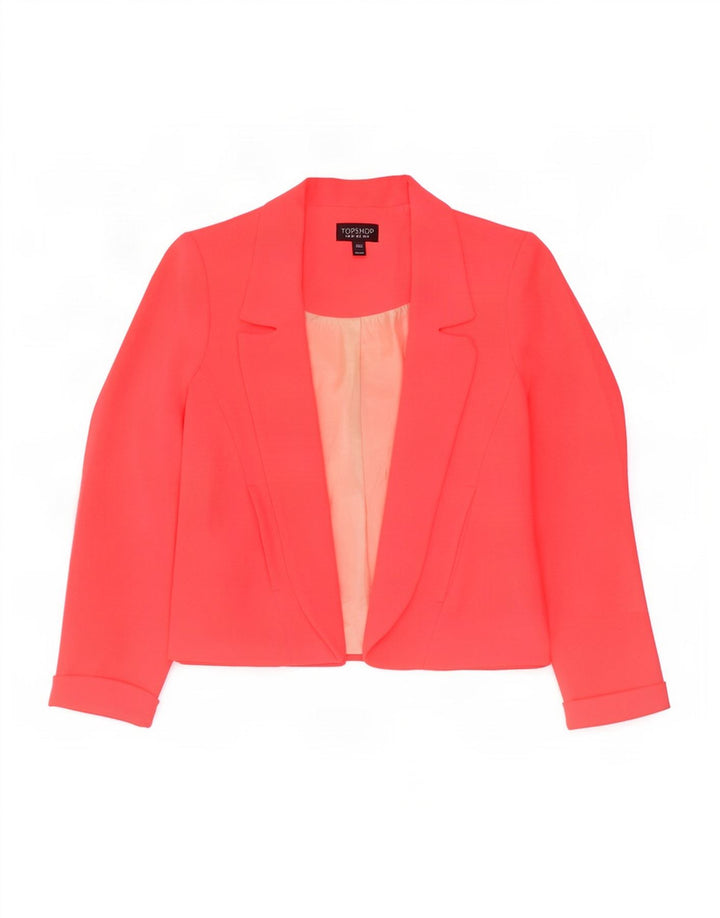 Topshop Dame Crop Open Blazer Jacket UK 6 XS Pink Polyester