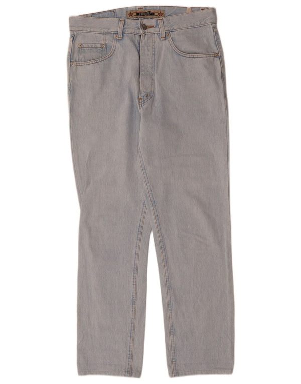 VINTAGE Dame Højtaljede Lige Jeans W31 L30 Blå Bomuld