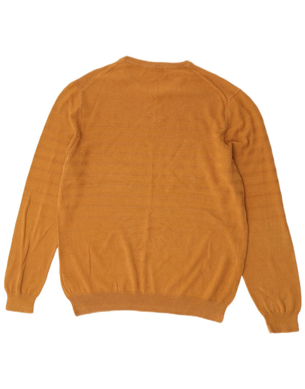 Marks & Spencer Herre Blue Harbor Crew Neck Jumper Sweater Large Gold
