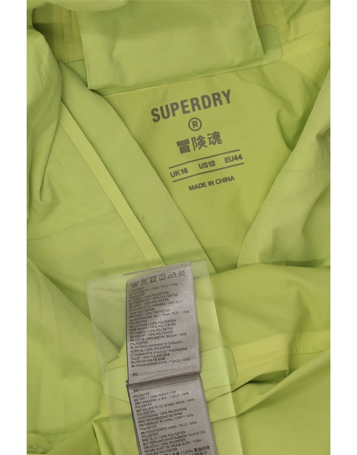 SUPERDRY Womens Hooded Rain Jacket UK 16 Large Green Polyester