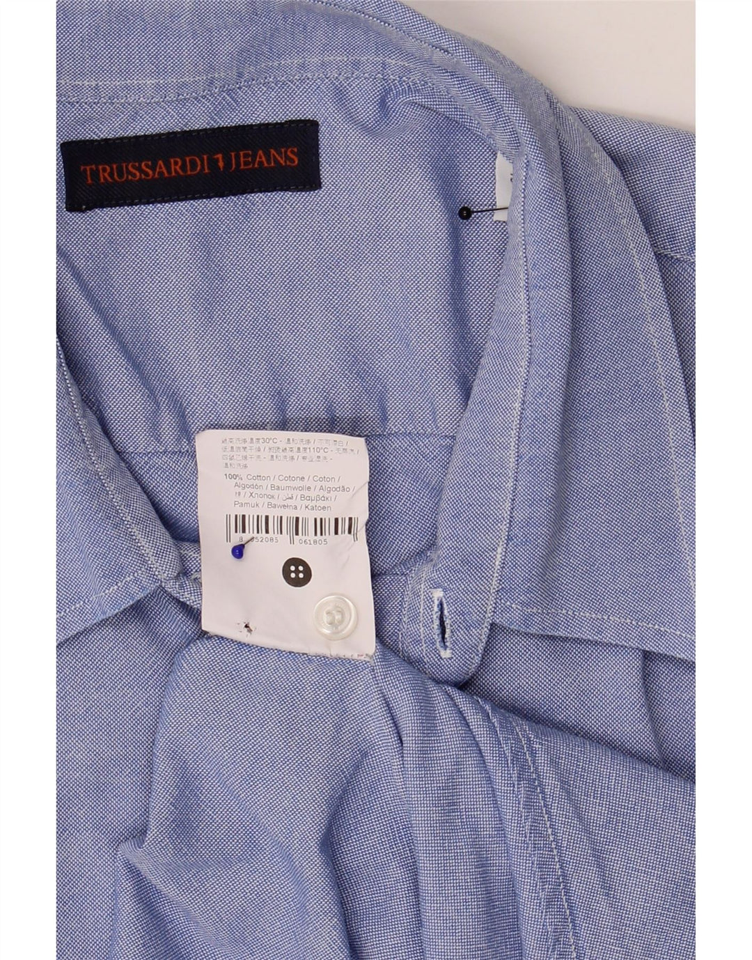 Trussardi Jeans Herreskjorte str. 43 XL Blå Bomuld