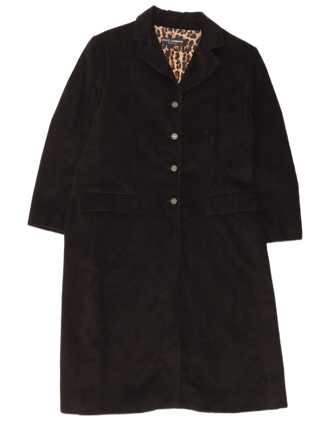 Dolce & Gabbana Damefløjl Frakke IT 44 Medium Sort Bomuld Classic