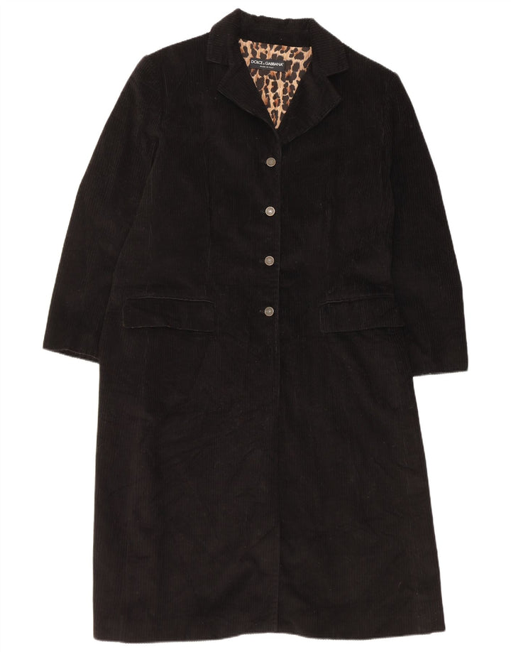 Dolce & Gabbana Damefløjl Frakke IT 44 Medium Sort Bomuld Classic