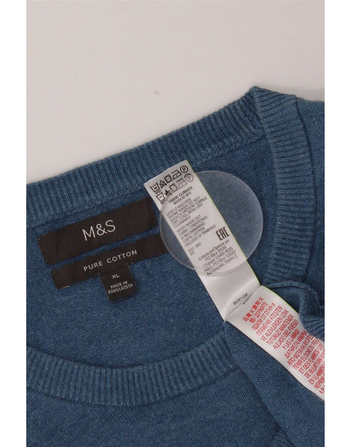 Marks & Spencer Herre sweater med rund hals XL blå bomuld