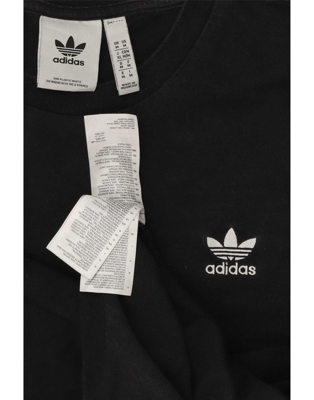 Adidas Herre T-Shirt Top Medium Sort Bomuld