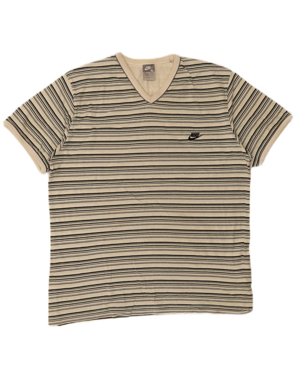 Nike T-shirt top til mænd UK 45/47 XL Beige stribet bomuld