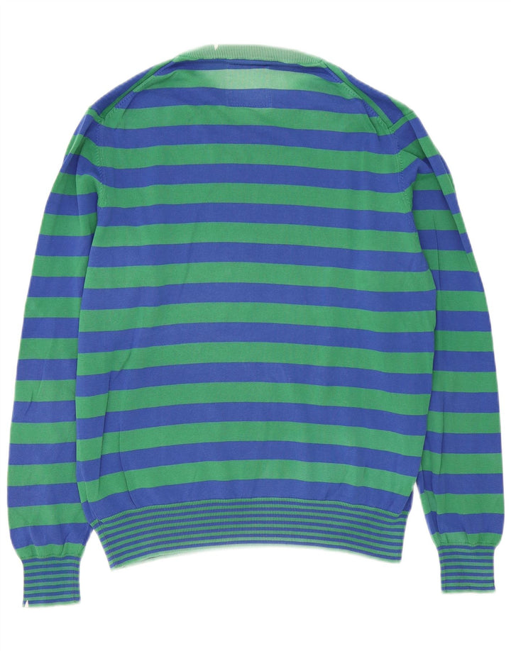Sun68 Herre rund hals sweater stor blå stribet bomuld