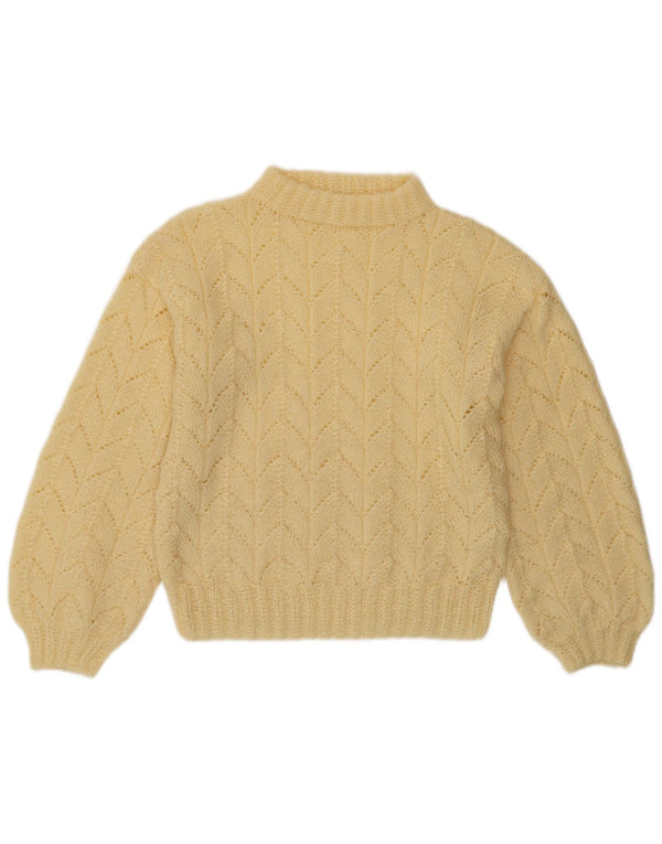 Vintage Dame Turtle Neck Jumper Sweater UK 14 Medium Yellow