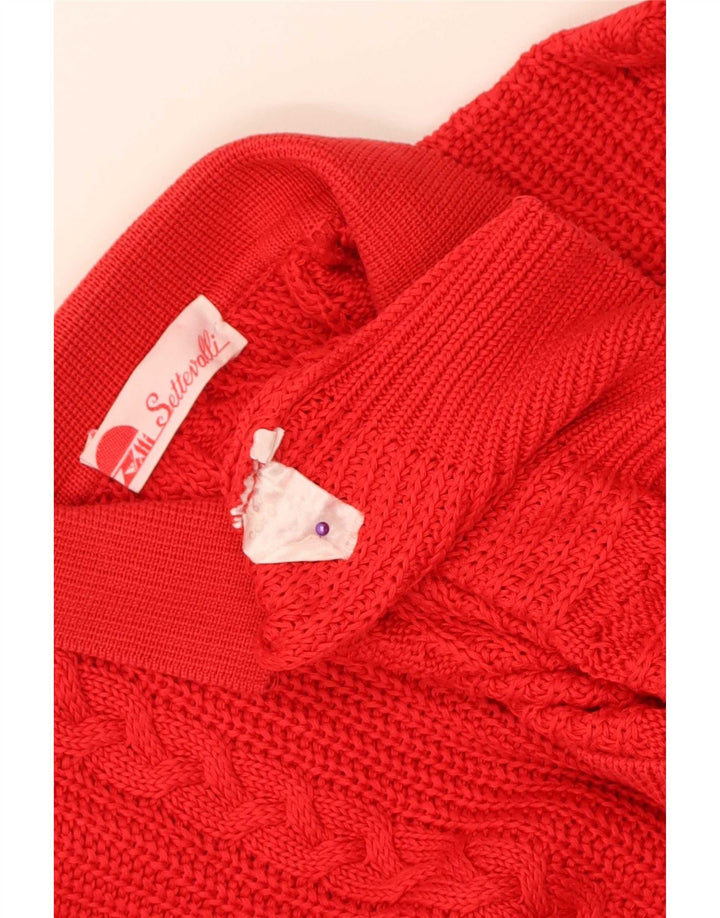 Vintage herre polo hals sweater stor rød bomuld