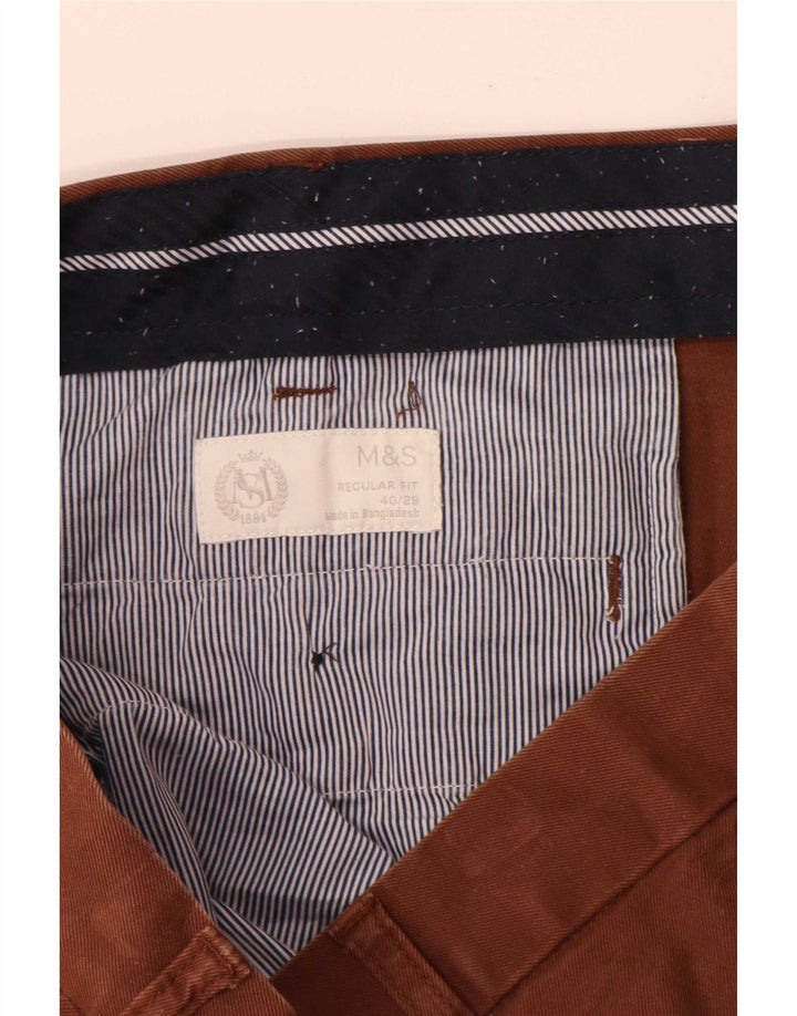 Marks & Spencer Herre Lige Regular Fit Chinobukser W40 L29 Brun