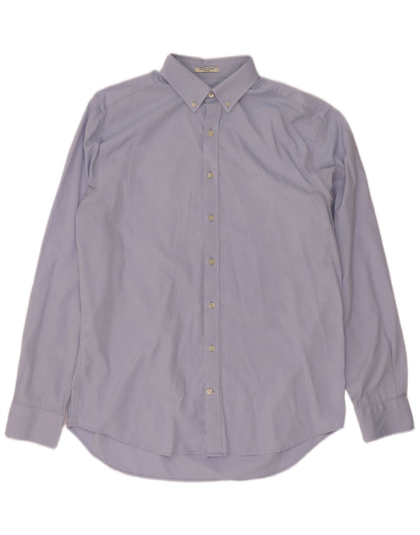 Gant herre Regular Fit skjorte størrelse 41/42 16 1/2 Large Blue Cotton