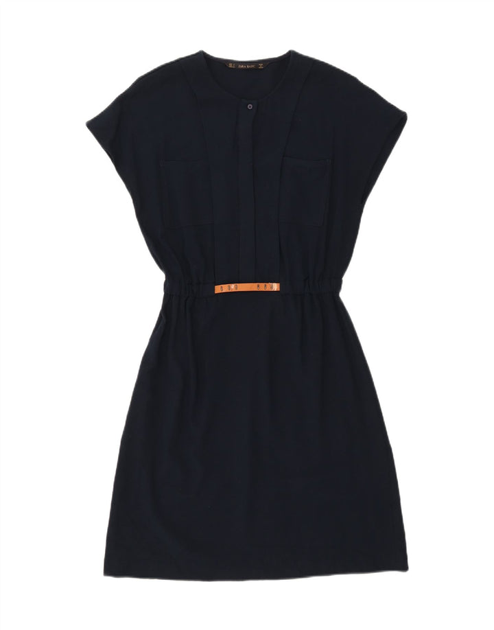 ZARA Womens A-Line Dress UK 10 Small Navy Blue Vintage Zara and Second-Hand Zara from Messina Hembry 