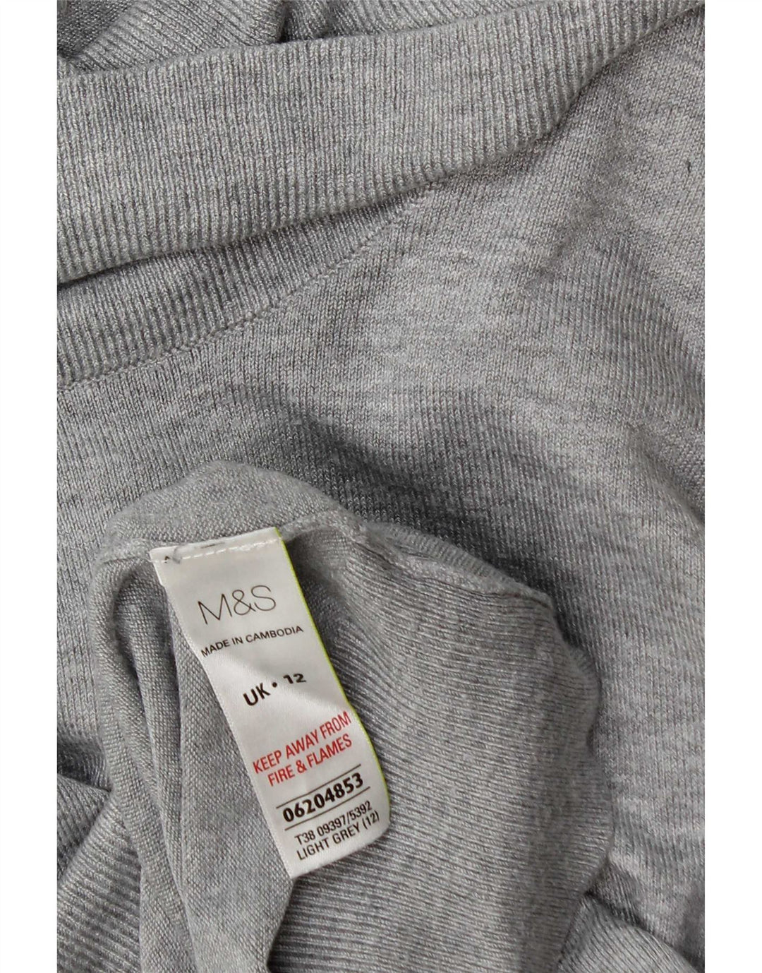 Marks & Spencer Dame Rullehals sweater UK 12 Medium Grå Viscose